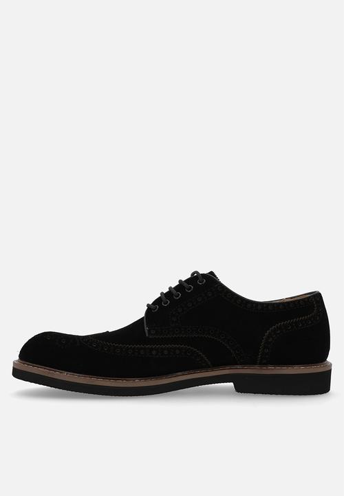 POLO - Contrast brogue wing cap lace up - black