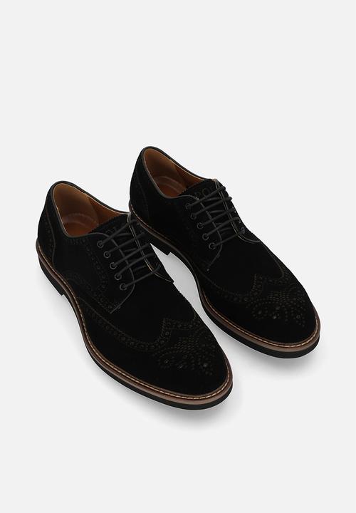 POLO - Contrast brogue wing cap lace up - black