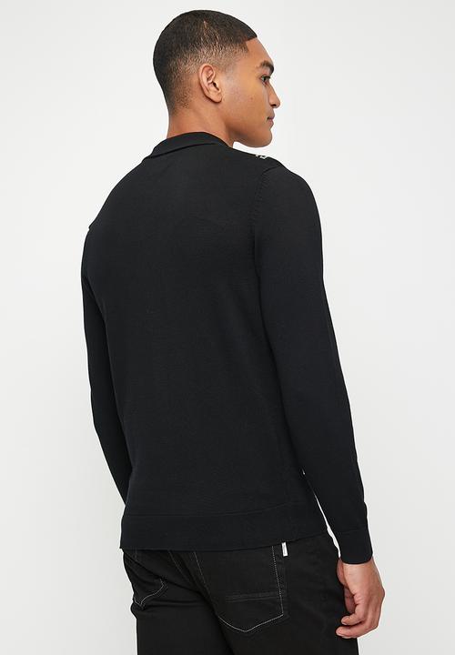 Ben Sherman - Ace Café Chequerboard Btn Through Polo Long Sleeve - Black