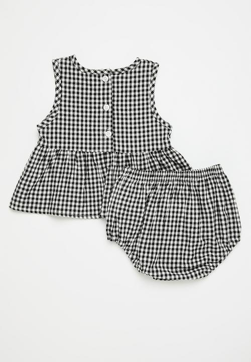 Pop Candy - Gingham top & short set - black & white