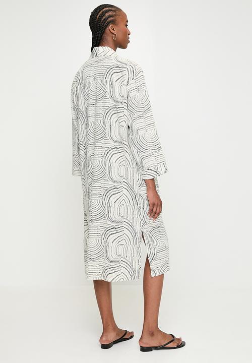 POLO - Wmn Cristina Long Sleeve Printed Kimono - Off White