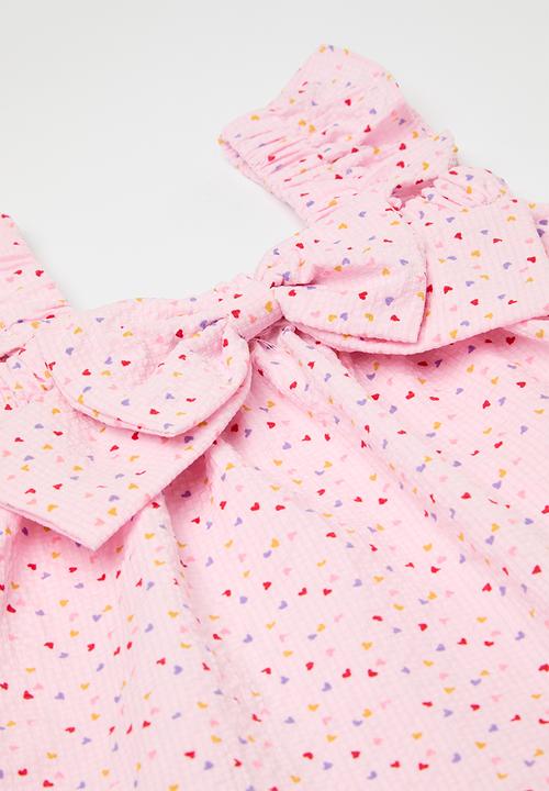 Pop Candy - Bow décor  top and short set-pink