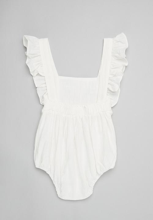 Pop Candy - Frilled romper - white