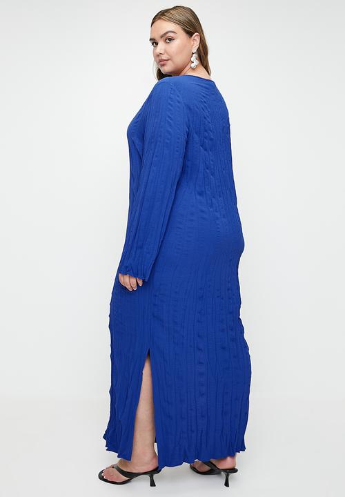 Superbalist - Crushed Column Dress with slits - Blue.
