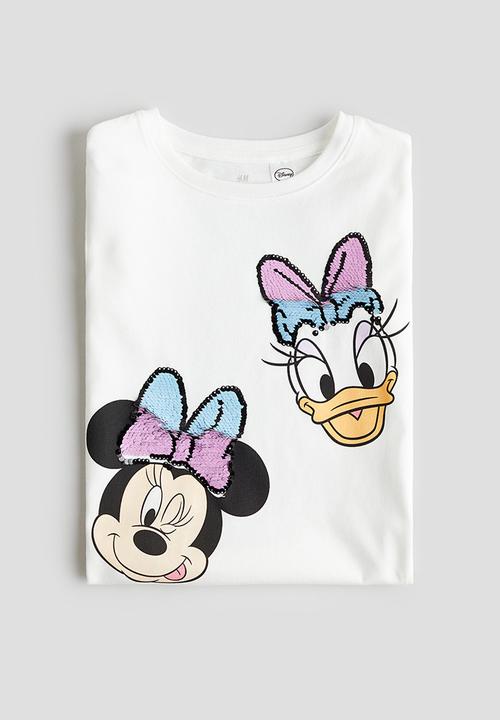 H&M - Reversible sequin t-shirt - white minnie mouse