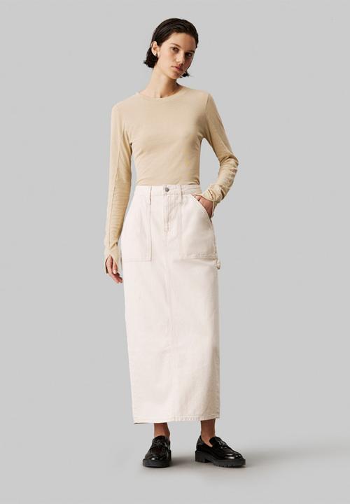 Calvin Klein - Maxi skirt cargo pockets - denim light