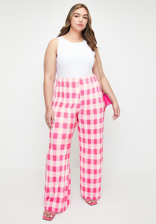 Me&B - Plus plisse pants - pinkgingham