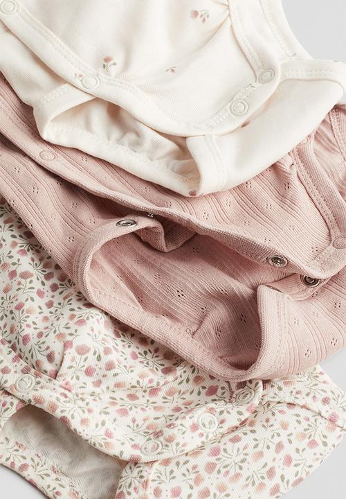 H&M - 3-Pack wrapover bodysuits - pink & white