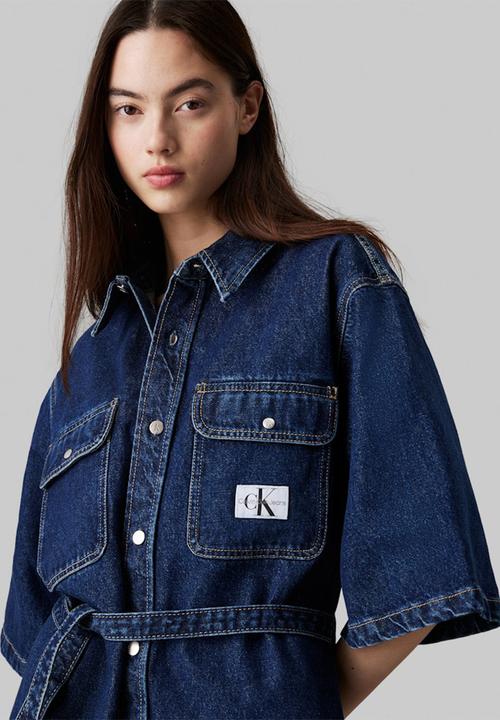 Calvin Klein - Utility belted shirt dress - denim dark
