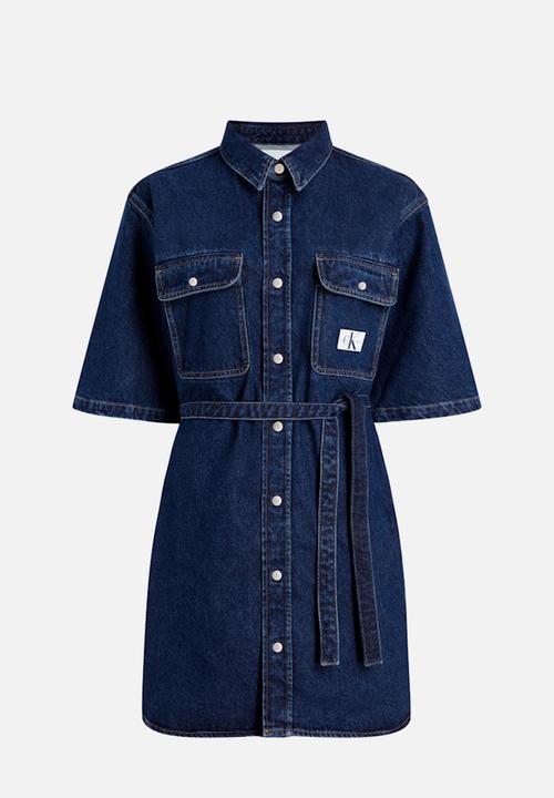 Calvin Klein - Utility belted shirt dress - denim dark