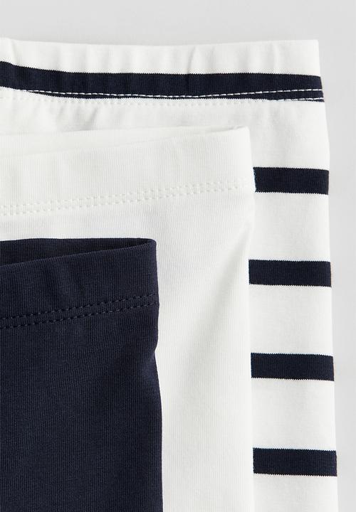H&M - 3-Pack cotton leggings - navy blue striped