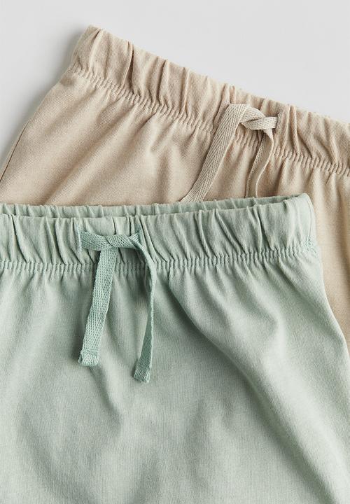 H&M - 2-Pack jersey shorts - light dusty green beige