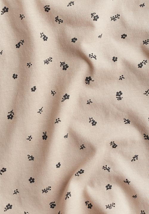 H&M - Printed jersey top - Light beige Floral