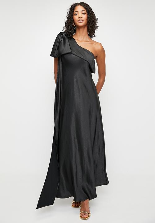 Me&B - One Shoulder Bow Dress - Black