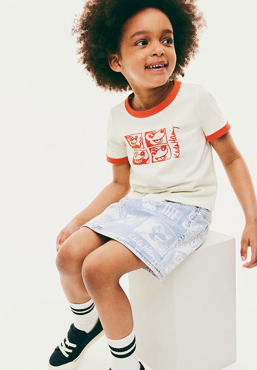 H&M - Keith Haring X H&M:  Printed cotton t-shirt - Natural white