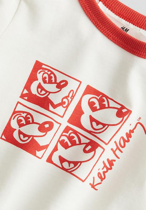 H&M - Keith Haring X H&M:  Printed cotton t-shirt - Natural white