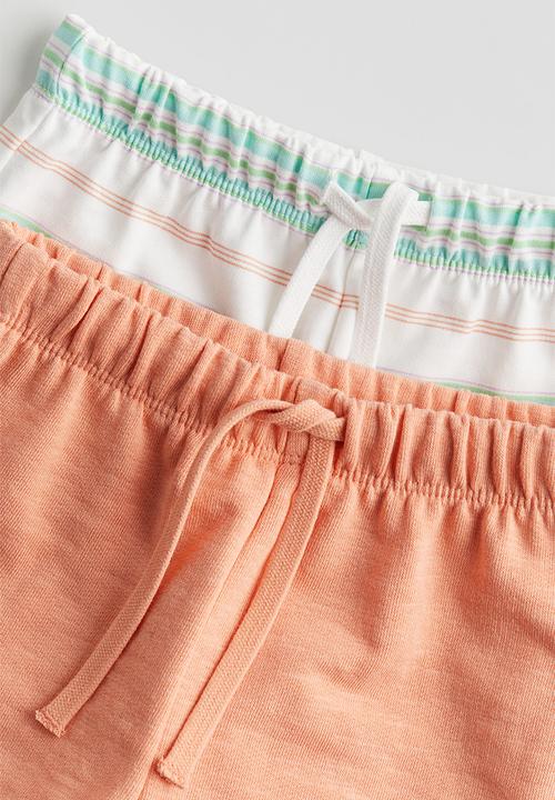 H&M - 2-Pack sweatshirt shorts - peach striped 