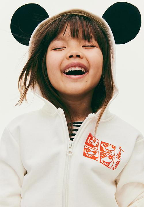 H&M - Keith Haring X H&M:  Printed zip-through hoodie - white 