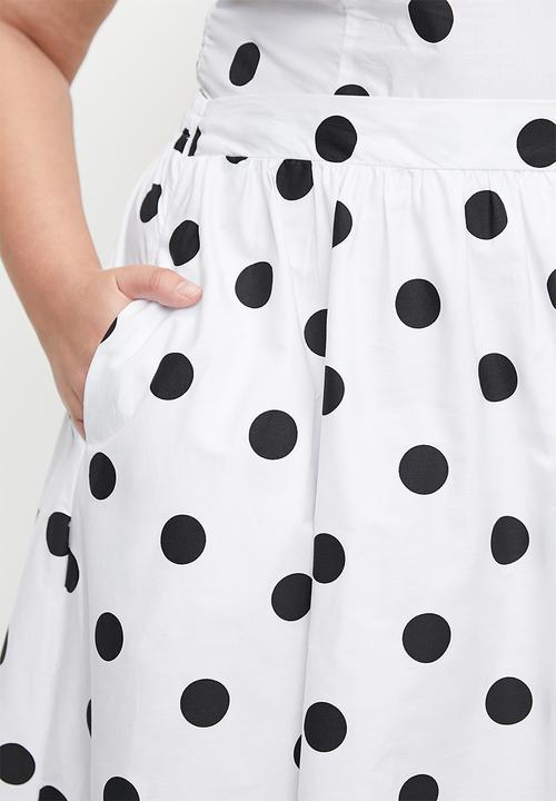 Me&B - Plus Dirdle Skirt With Ric Rac In Spot - Blackspot