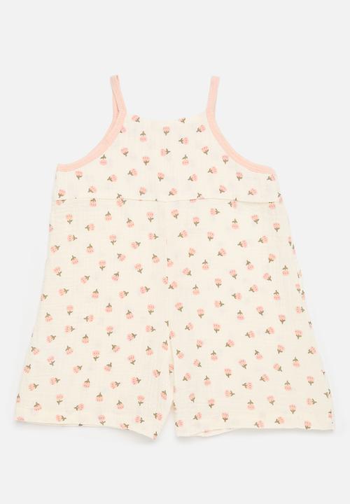 Pop Candy - Floral playsuit - ecru & pink