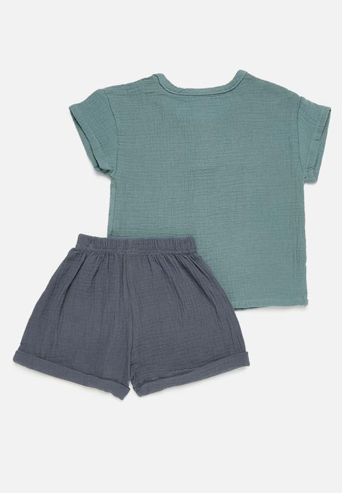 Pop Candy - Tee & short set - green & dark grey