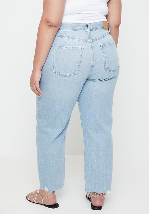 Cotton On - Plus Straight Crop Jean - Cloud Blue Rip