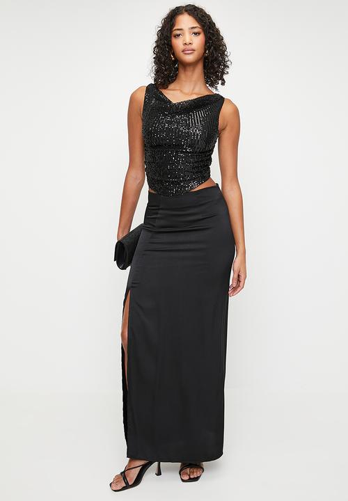 MILLA - Cowl sequins top - black