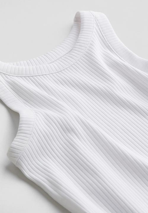 H&M - Ribbed jersey dress - white