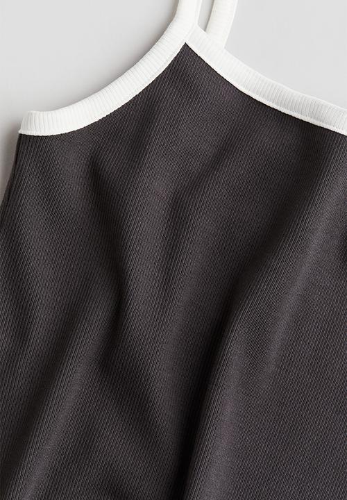 H&M - Cotton jersey strappy dress - grey multi 