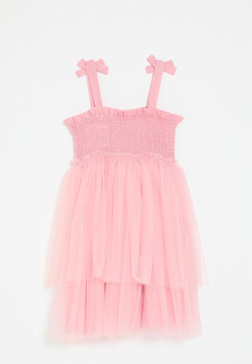 Pop Candy - Smock detail mesh dress - pink