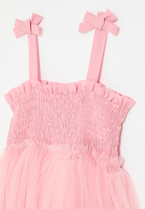 Pop Candy - Smock detail mesh dress - pink