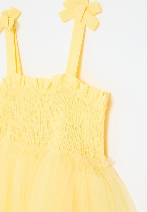 Pop Candy - Smock detail mesh dress - yellow