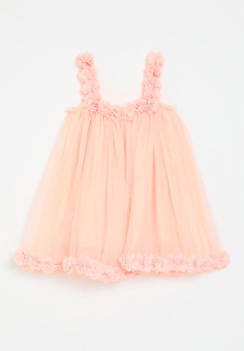 Pop Candy - Floral décor mesh dress - pink