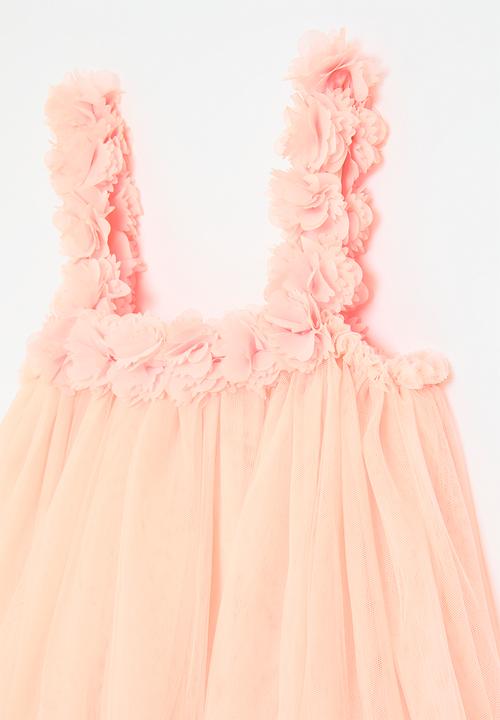 Pop Candy - Floral décor mesh dress - pink