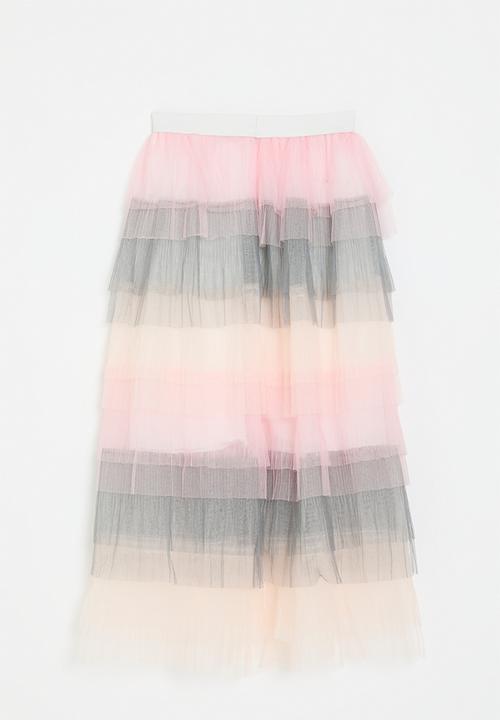 Pop Candy - Tiered mesh maxi skirt - multi