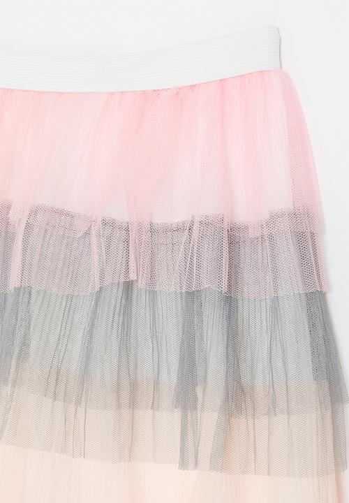 Pop Candy - Tiered mesh maxi skirt - multi