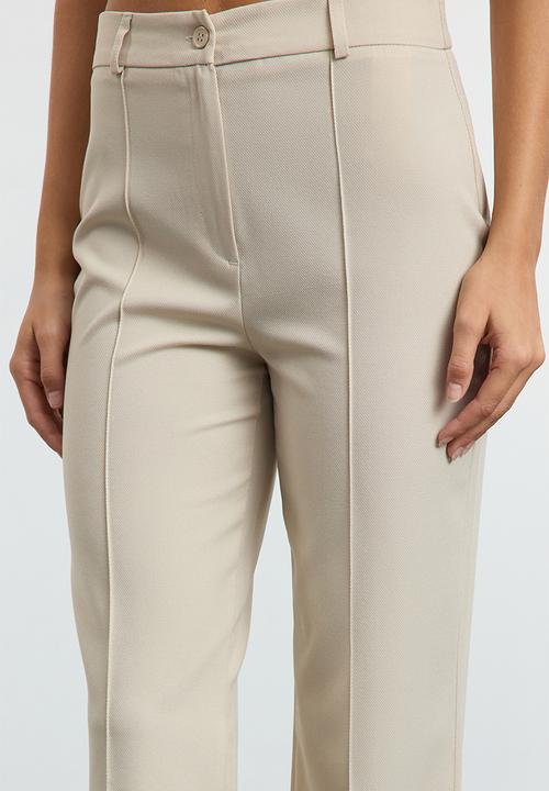 Trendyol - High waist ribbed stitched woven trousers - mink
