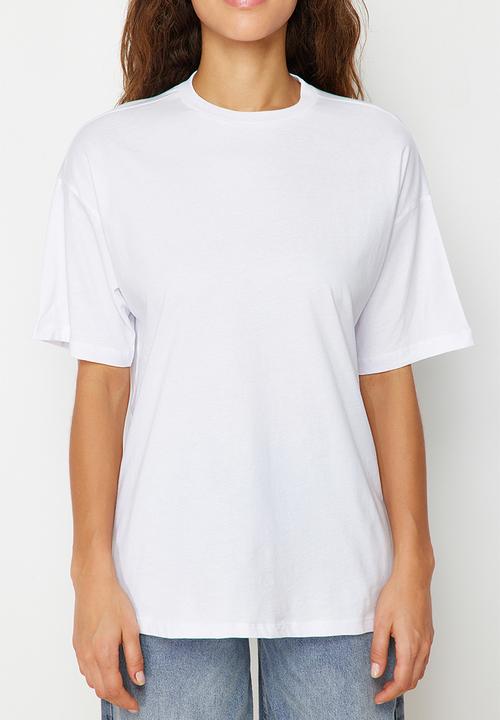 Trendyol - Boyfriend fit crew neck t-shirt - white