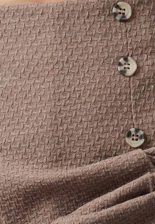 Trendyol - Buttoned Tweed Woven Skort - Beige