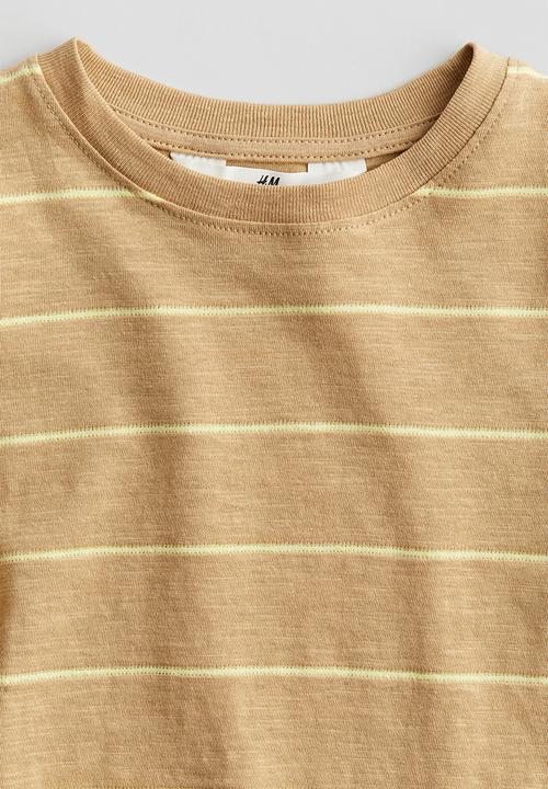 H&M - Printed T-shirt - Beige Striped