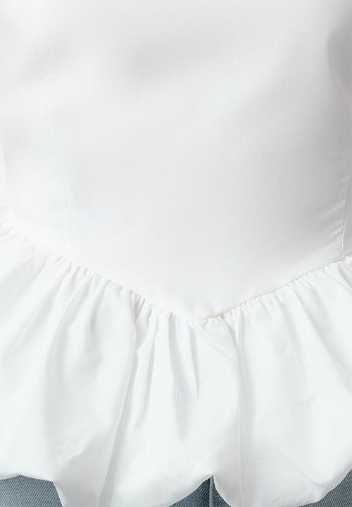 Trendyol - Strapless balloon woven top - ecru