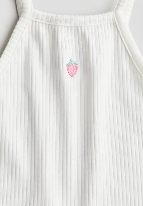 H&M - Ribbed strappy top - White Strawberry