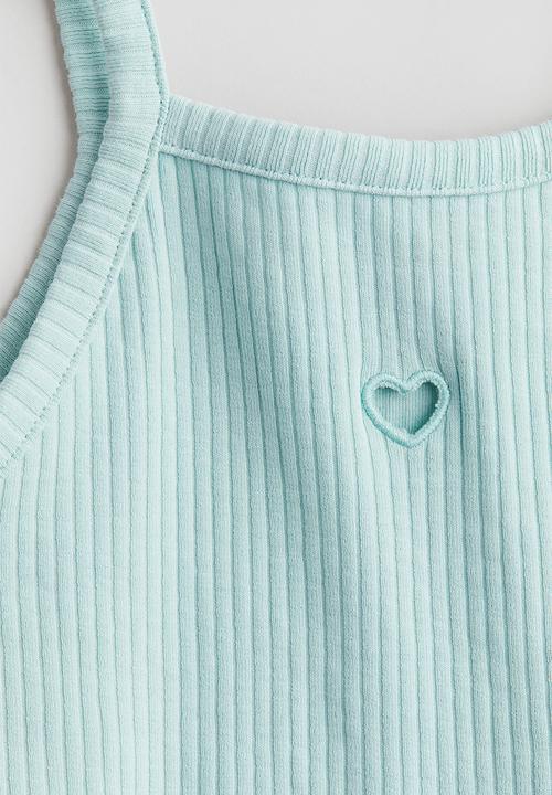 H&M - Ribbed strappy top - Turquoise Heart