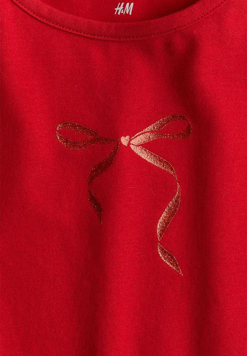 H&M - Printed top - Red Bow