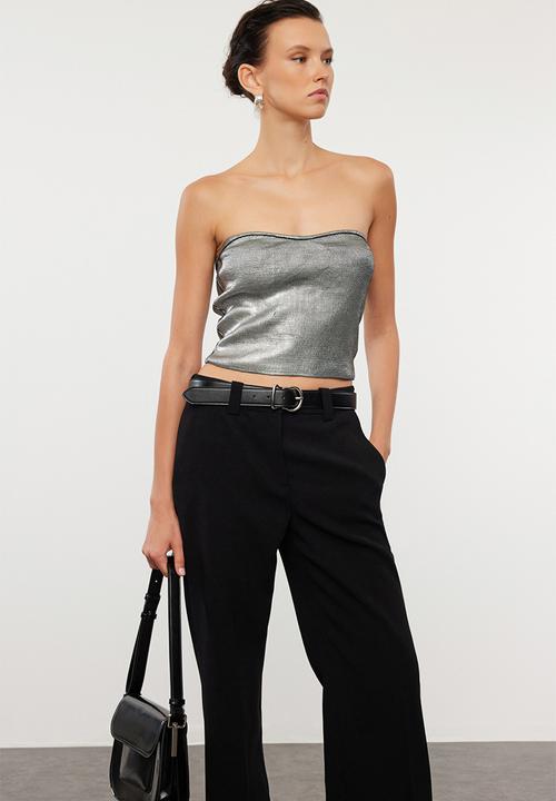 Trendyol - Strapless crop blouse - silver