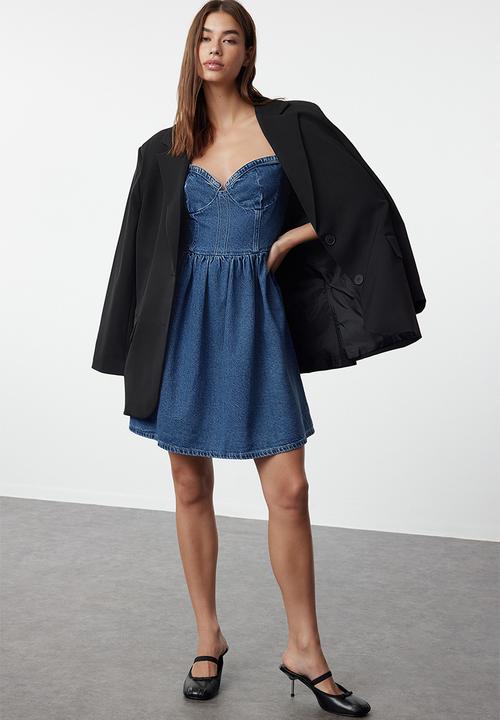 Trendyol - Strappy mini denim dress - blue