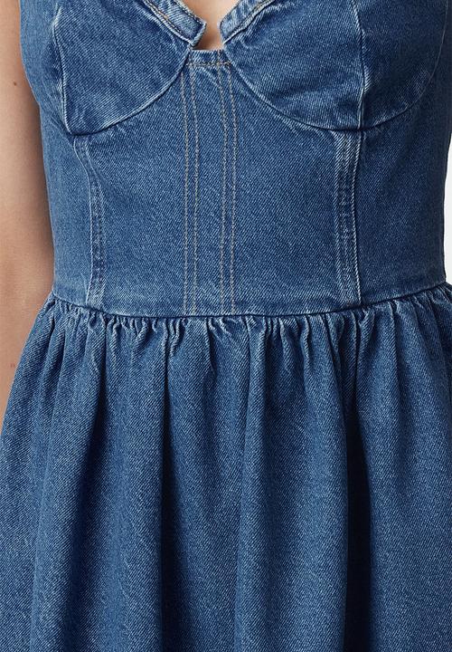 Trendyol - Strappy mini denim dress - blue