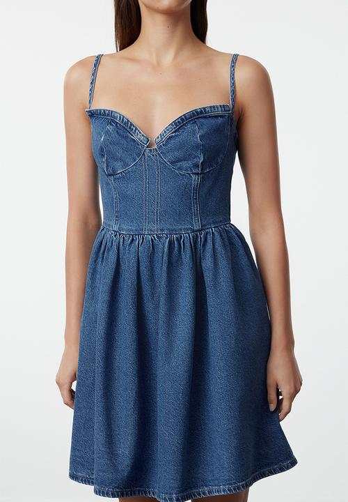Trendyol - Strappy mini denim dress - blue