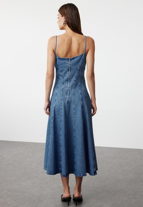 Trendyol - Strappy maxi denim dress - blue