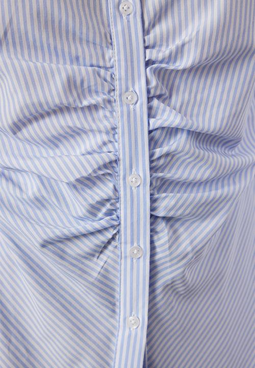Trendyol - Striped Fitted Shirt - Blue